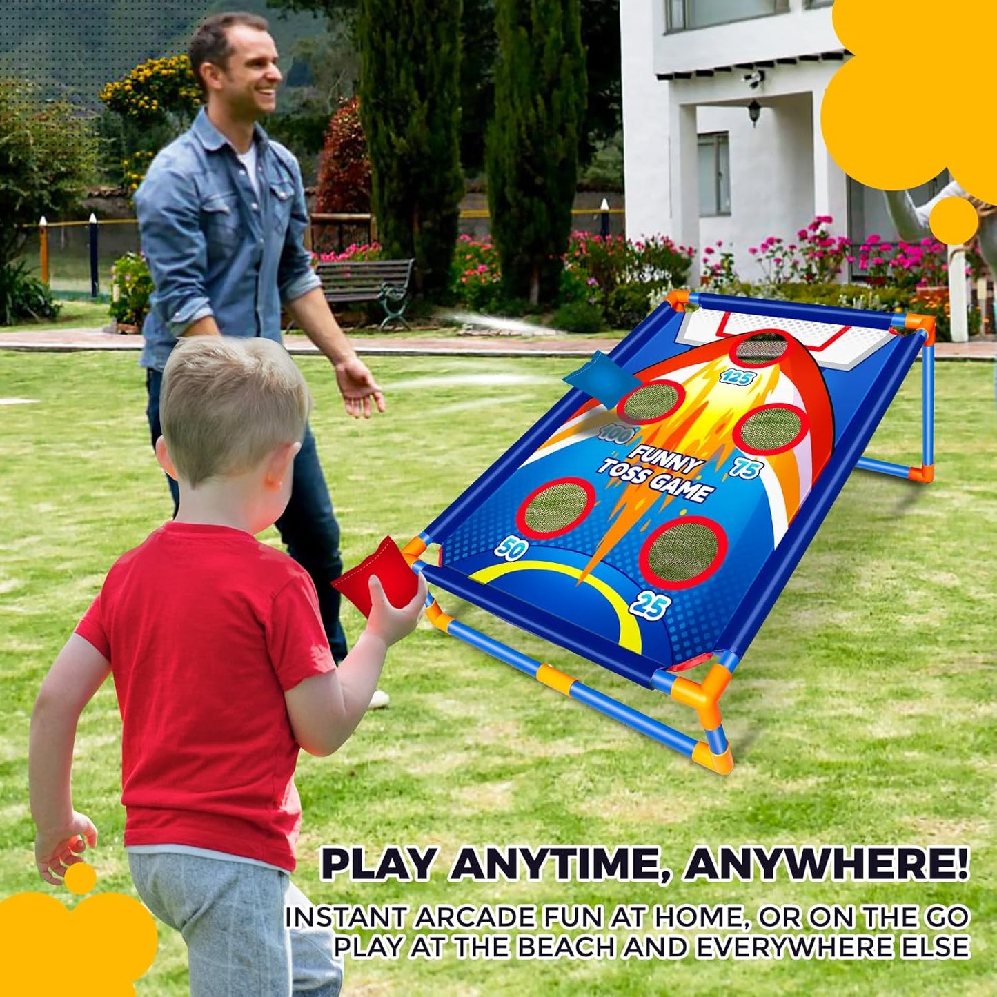 Bean Bag Toss Game for Kids Outdoor Activities - Fun Cornhole Games for Boys and Girls Ages 3-8 - Ideal Family Party Toy for Toddlers