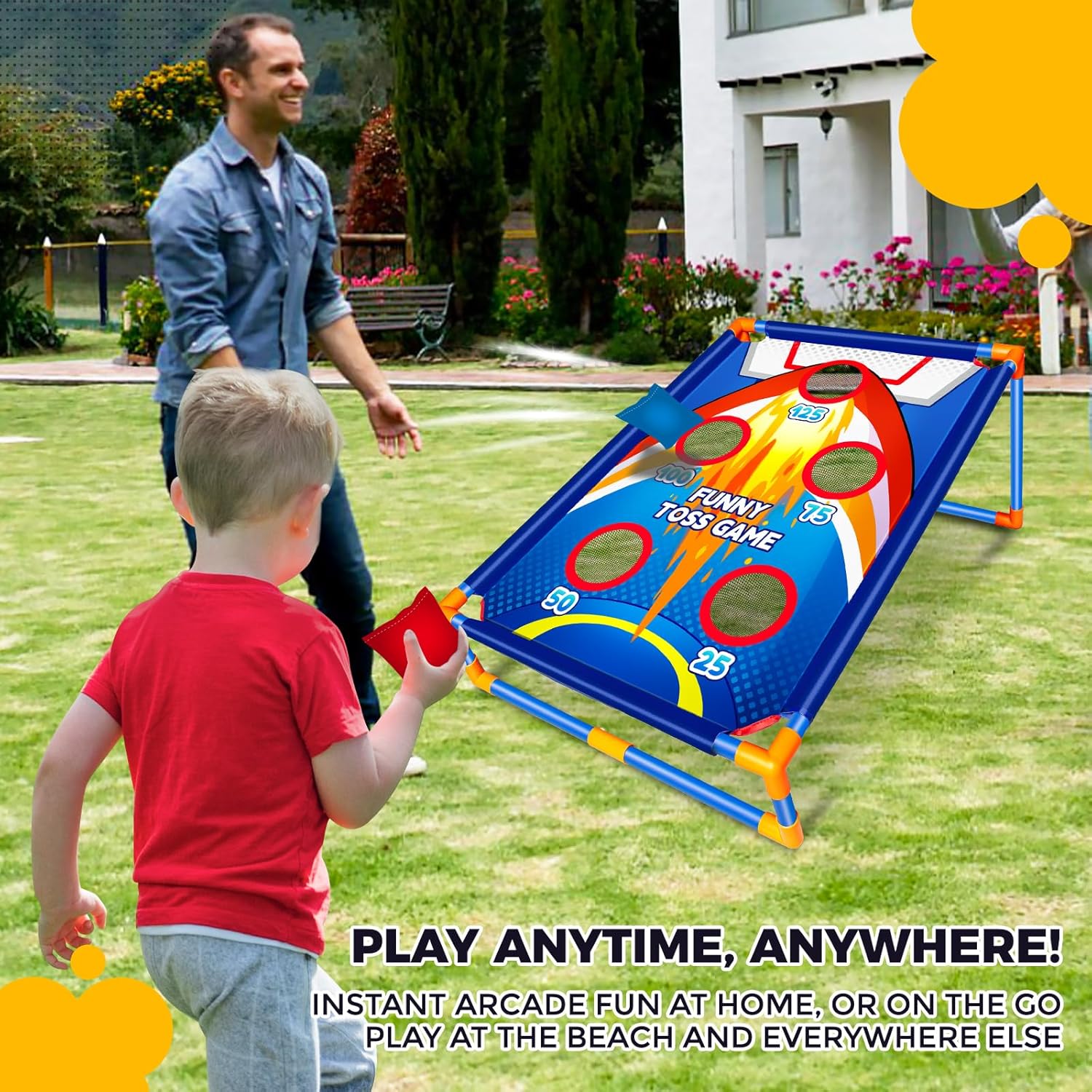 Bean Bag Toss Game for Kids Outdoor Activities - Fun Cornhole Games for Boys and Girls Ages 3-8 - Ideal Family Party Toy for Toddlers
