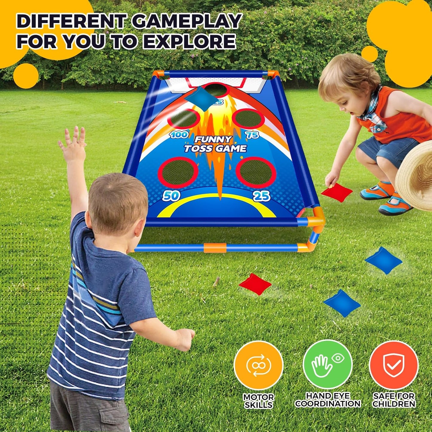 Bean Bag Toss Game for Kids Outdoor Activities - Fun Cornhole Games for Boys and Girls Ages 3-8 - Ideal Family Party Toy for Toddlers