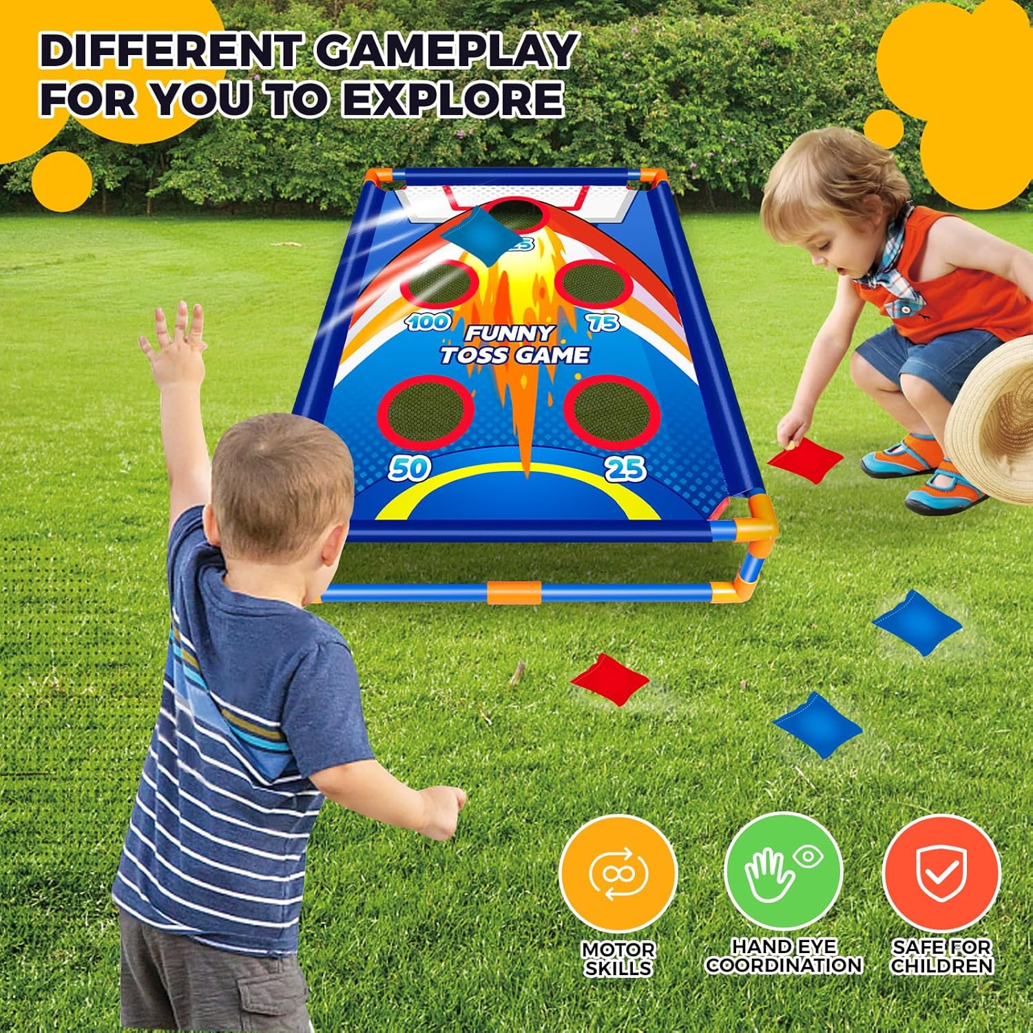 Bean Bag Toss Game for Kids Outdoor Activities - Fun Cornhole Games for Boys and Girls Ages 3-8 - Ideal Family Party Toy for Toddlers