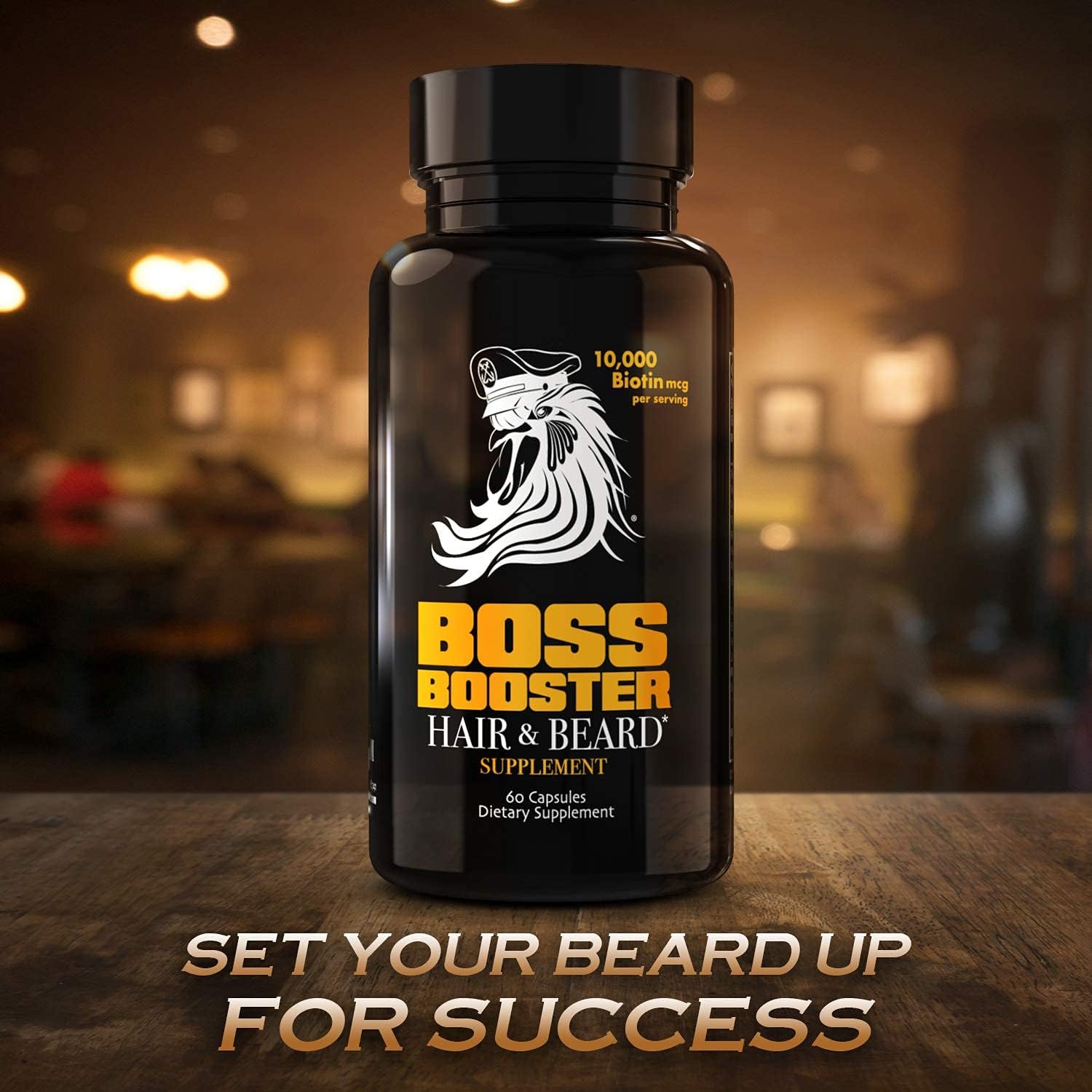 Beard Growth Supplement for Men - Bossman Boss Booster with 10,000 MCG Biotin and MSM - Hair Growth Vitamins and Beard Care