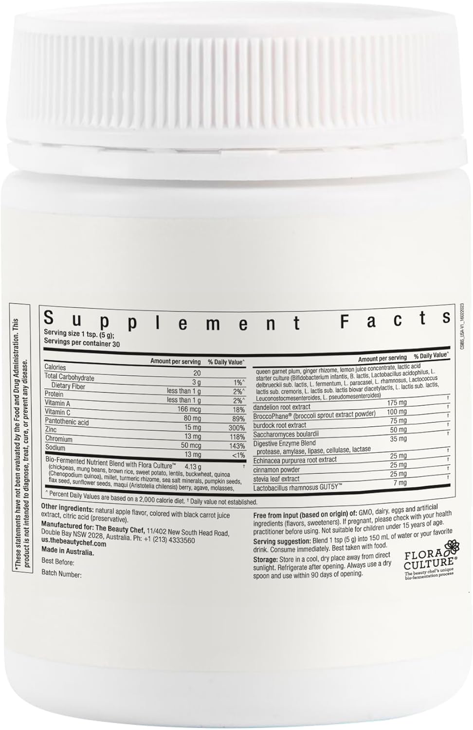 Beauty Chef Clear Skin Superfood Powder - Bio-Fermented Support for Acne & Gut Balance - 5.3 oz