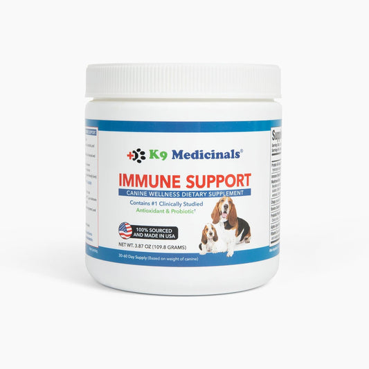 Beef Flavored K9 Medicinals Dog Immune Support Powder with Probiotics, Antioxidants, and Mushroom Blend for Gut and Digestive Health - 4oz