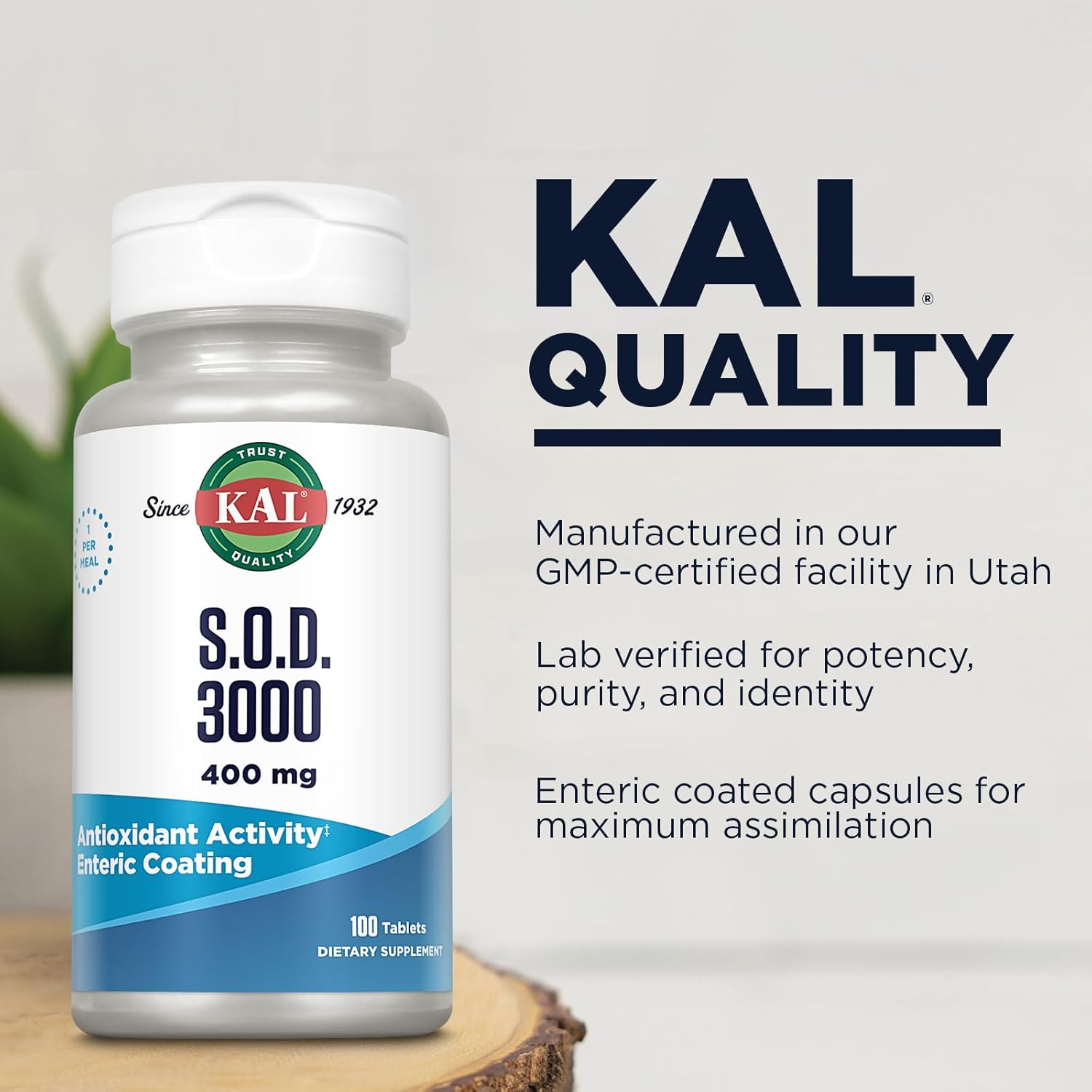 Beef Liver SOD Antioxidant Supplement 400mg - Super Antioxidant Support, Enteric Coated, 100 Tablets