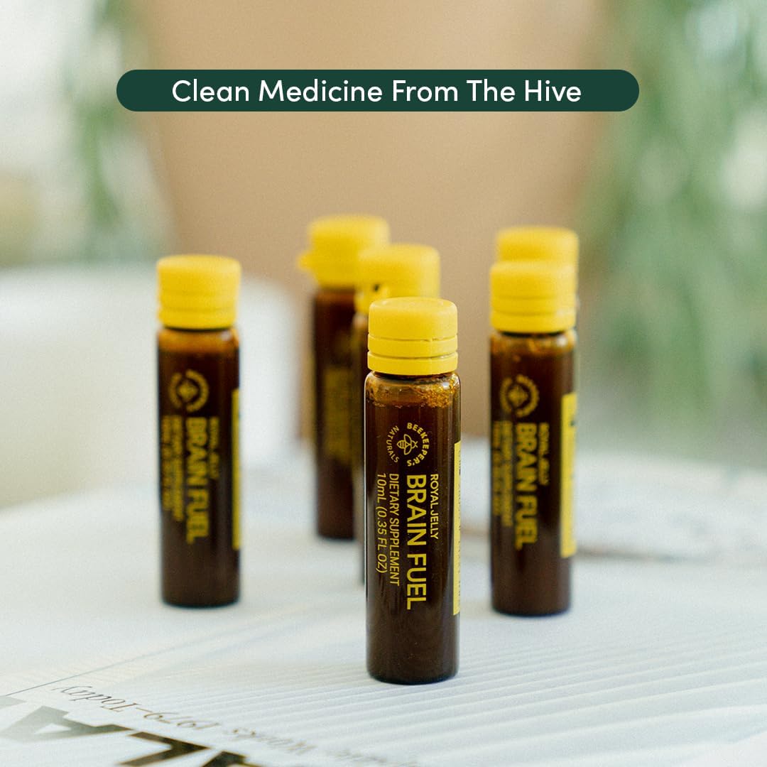 Beekeeper's Naturals B.LXR Brain Fuel Liquid Formula - Memory, Focus, Clarity Support with Royal Jelly, Ginkgo Biloba, Bacopa Monnieri - Keto Friendly, Gluten & Caffeine-Free - 6 ct (2 Pack)