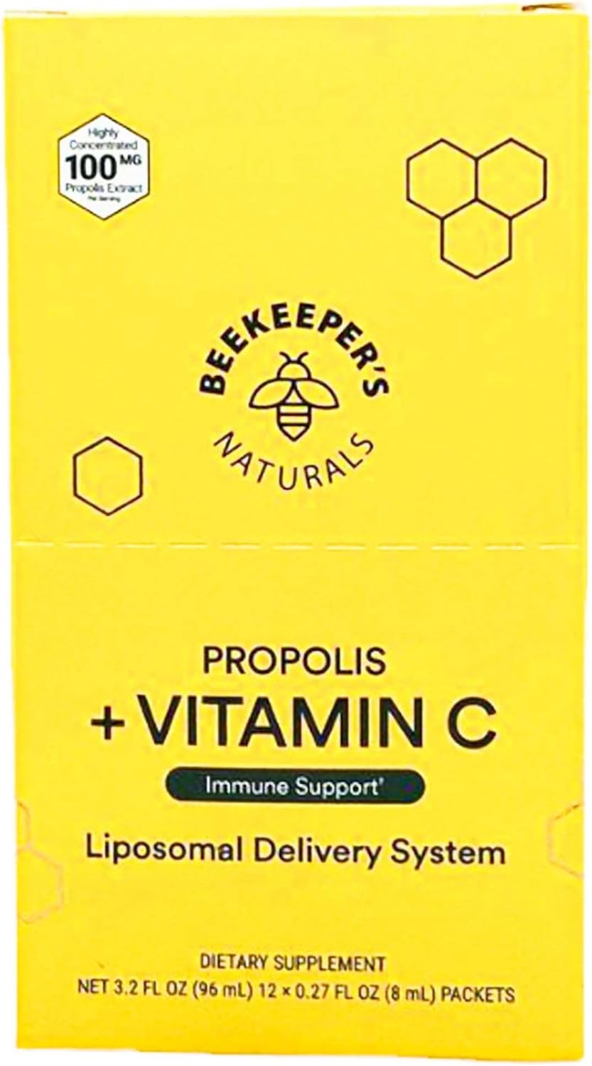 BEEKEEPERS NATURALS Liposomal Propolis and Vitamin C Supplement - 12 Count, 0.27 Fluid Ounces