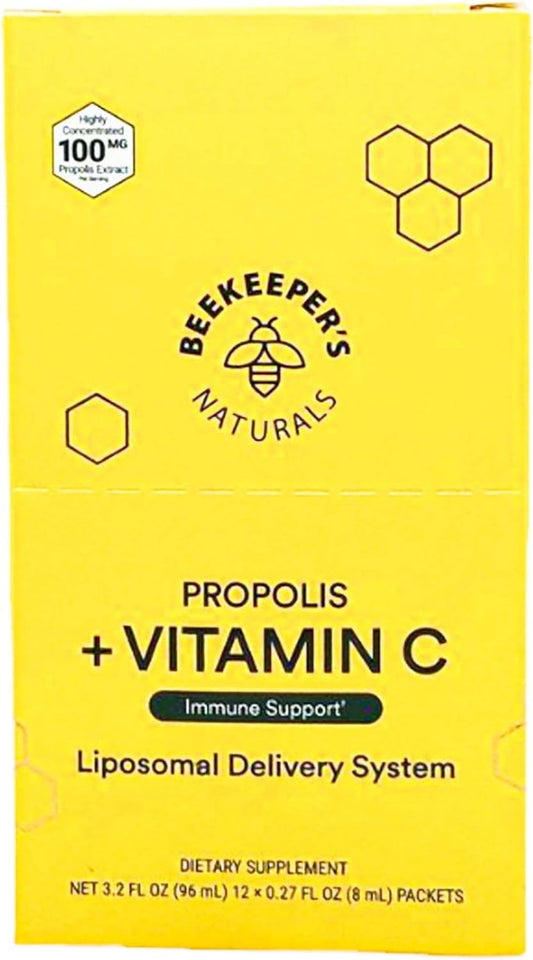 BEEKEEPERS NATURALS Liposomal Propolis and Vitamin C Supplement - 12 Count, 0.27 Fluid Ounces