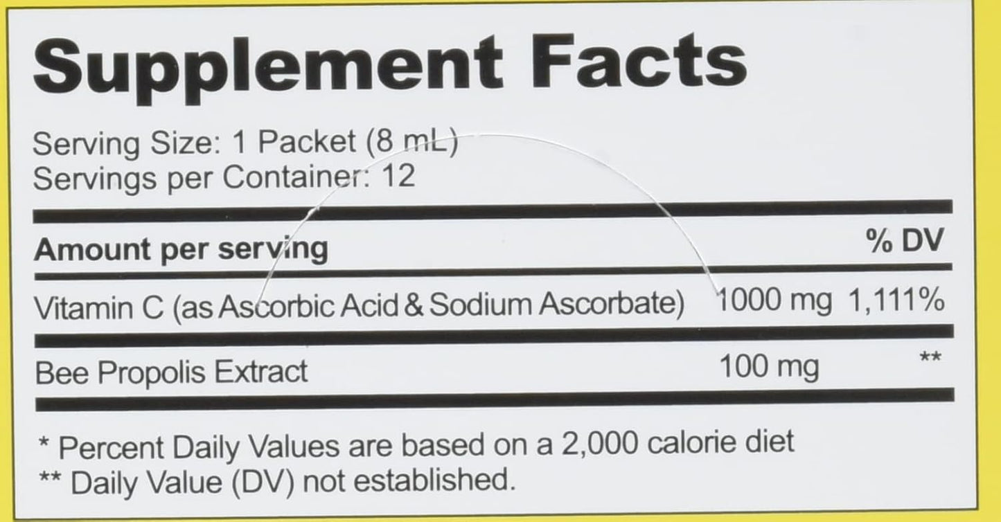 BEEKEEPERS NATURALS Liposomal Propolis and Vitamin C Supplement - 12 Count, 0.27 Fluid Ounces
