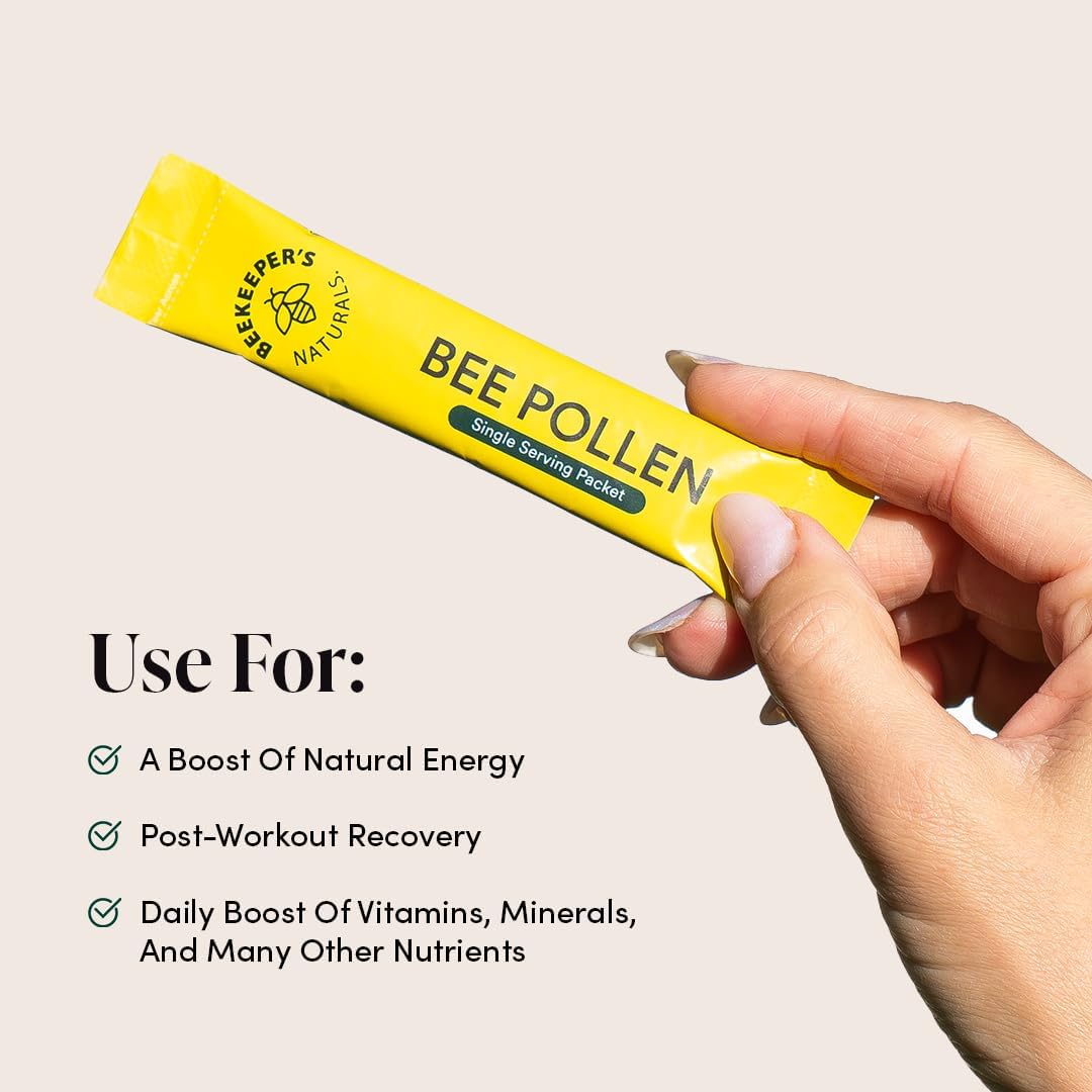 Beekeeper's Naturals Raw Bee Pollen Stick Packs - Rich in Vitamin B, Minerals, Amino Acids, and Protein - Paleo, Keto, and Gluten Free (15ct)