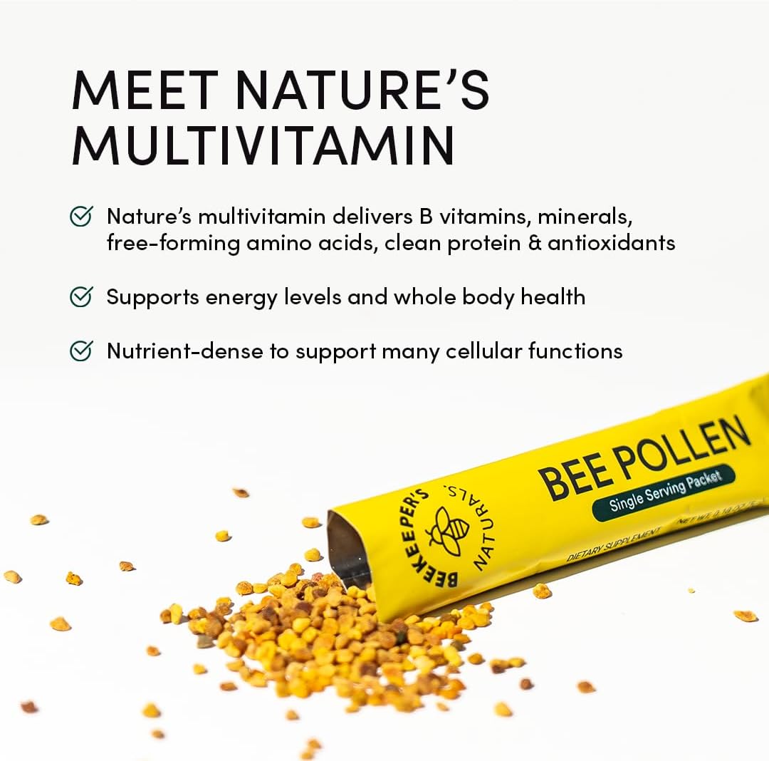 Beekeeper's Naturals Raw Bee Pollen Stick Packs - Rich in Vitamin B, Minerals, Amino Acids, and Protein - Paleo, Keto, and Gluten Free (15ct)