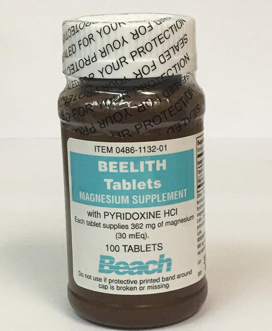 Beelith Magnesium Supplement Tablets with Pyridoxine HCL - 100 Count - Bundle Deal for Savings (2-Pack)