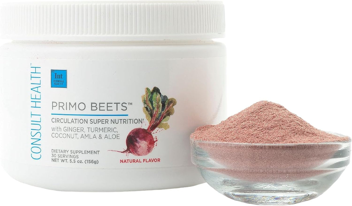 Beet Root Powder Drink Mix with Ginger & Turmeric - Nitric Oxide Boost for Daily Nutrition - Support Circulation - Natural Flavor - 30 Servings