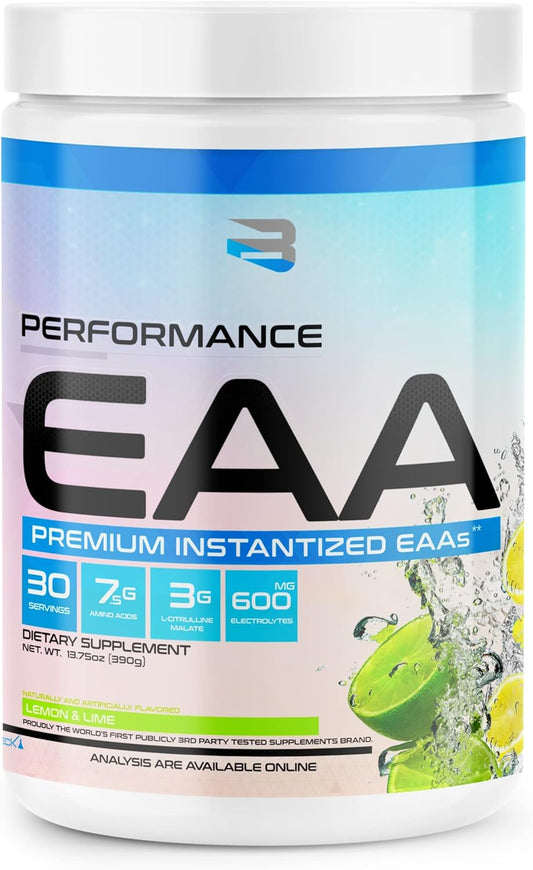 Believe Supplements EAA Lemon Lime: Sugar-Free Essential Amino Acids Formula for Muscle Recovery & Hydration