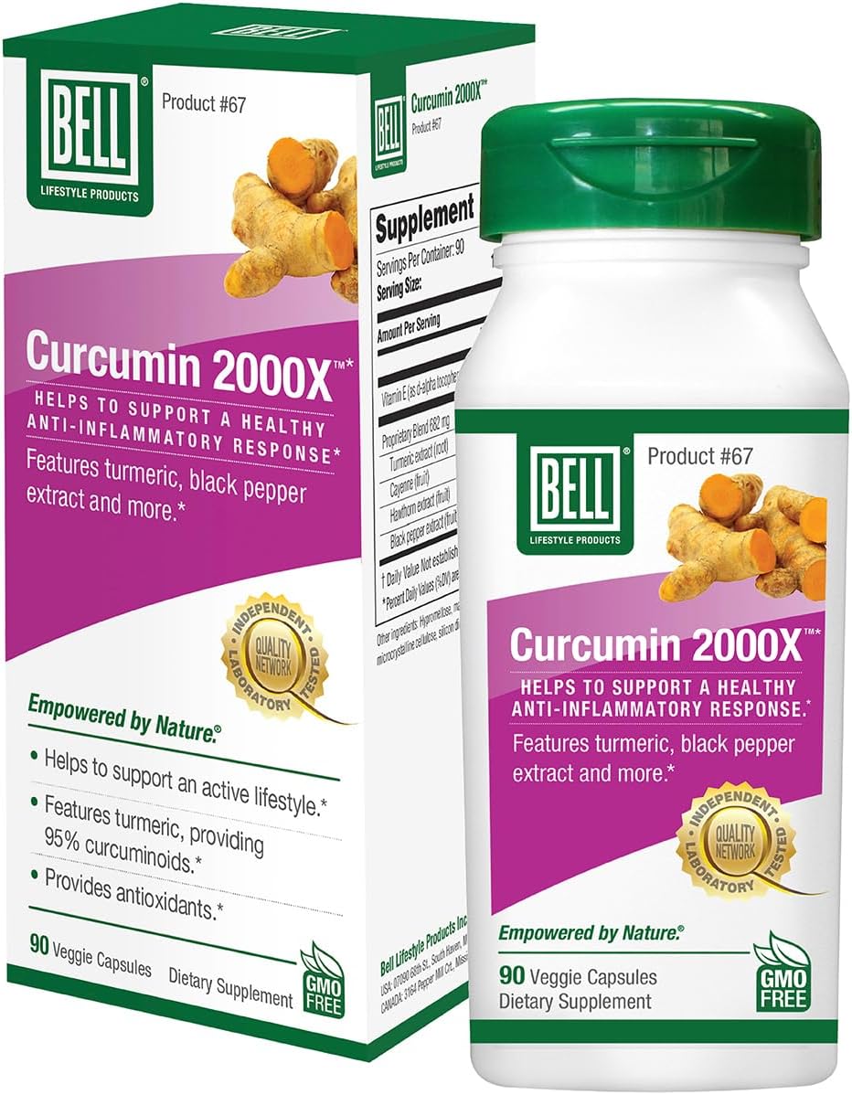 Bell Curcumin 2000X® Supplements - Proprietary Blend for Digestion, Inflammation, Cardiovascular Health - 90 Units