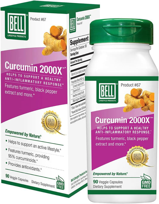 Bell Curcumin 2000X® Supplements - Proprietary Blend for Digestion, Inflammation, Cardiovascular Health - 90 Units