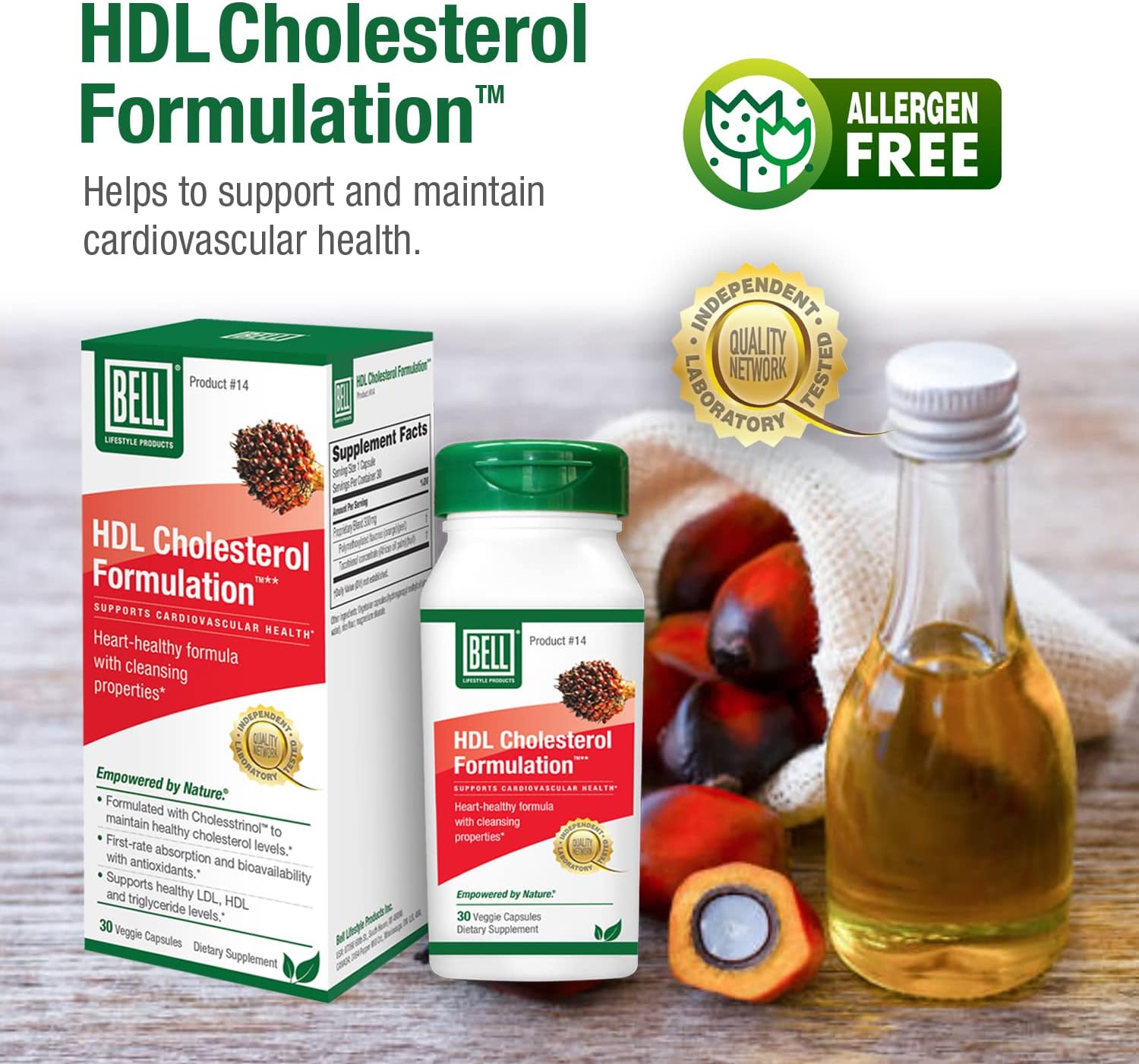 Bell HDL Cholesterol Formulation™ - Effective Cholesterol Health Supplement for Women and Men - 30 Capsules