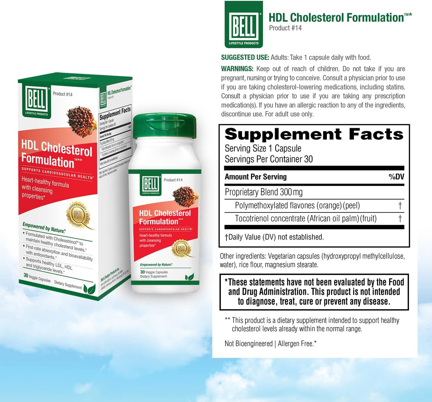 Bell HDL Cholesterol Formulation™ - Effective Cholesterol Health Supplement for Women and Men - 30 Capsules