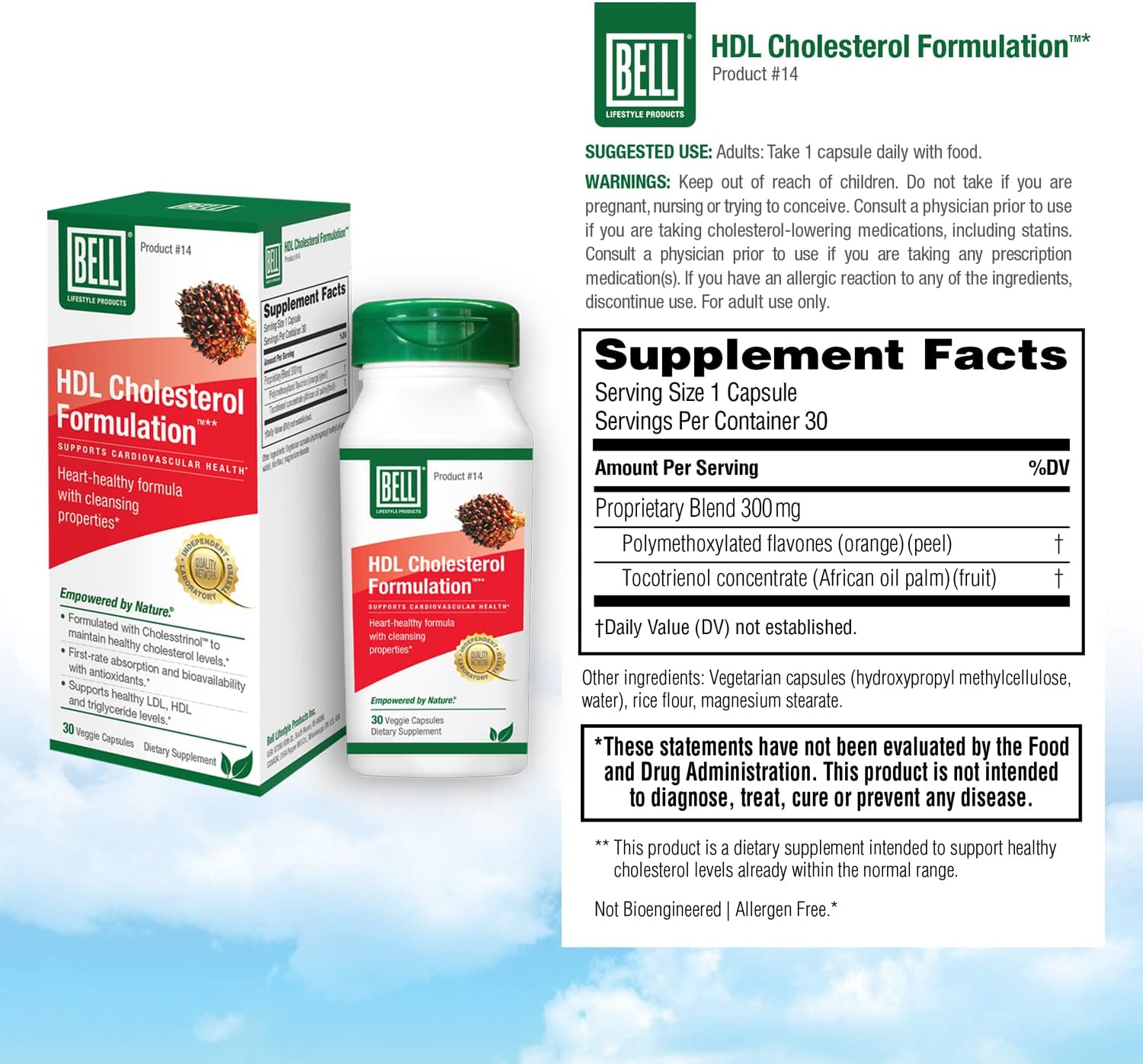 Bell HDL Cholesterol Formulation™ - Effective Cholesterol Health Supplement for Women and Men - 30 Capsules