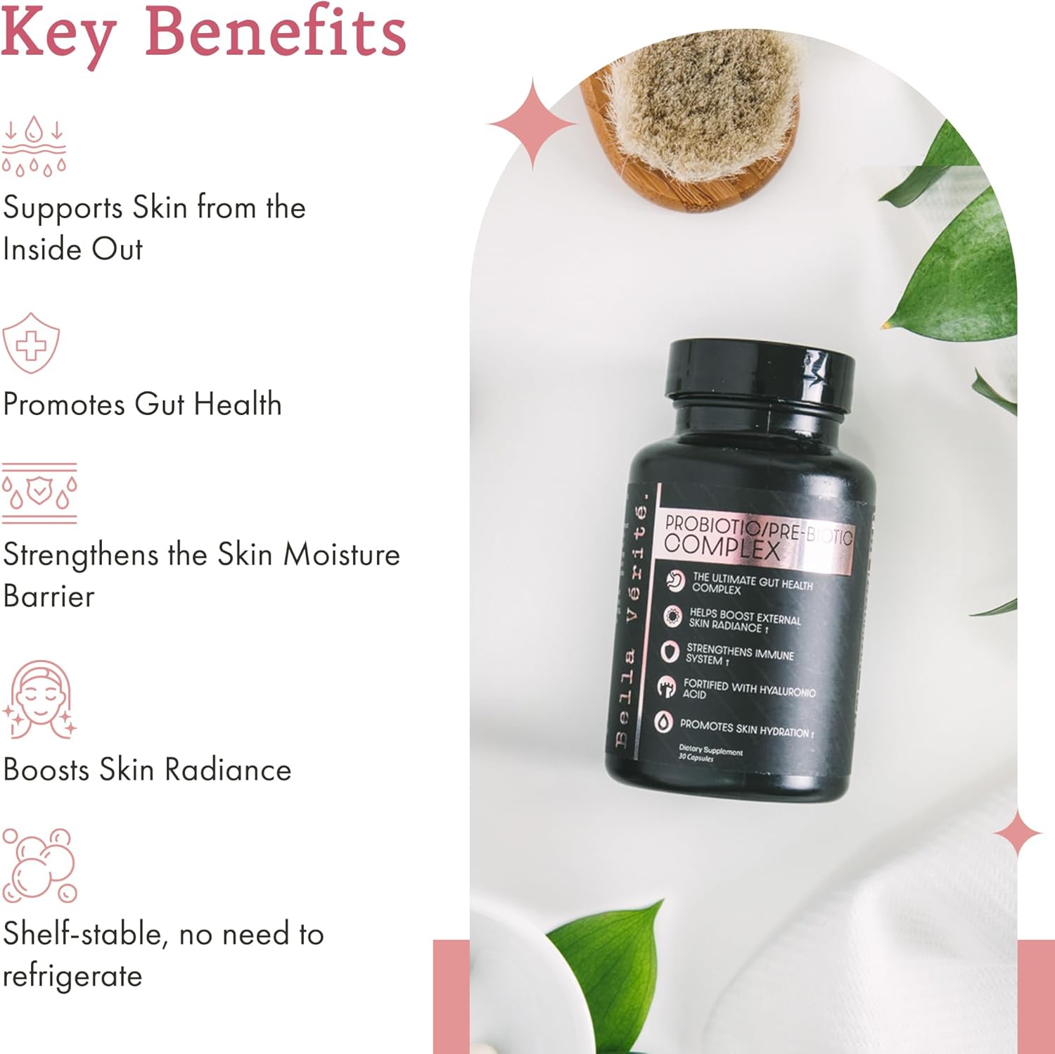 Bella Vérité Probiotic & Prebiotic Complex for Women's Digestive Health - 3.45 Billion CFU Lactobacillus Probiotics - Clear Skin Daily Supplement