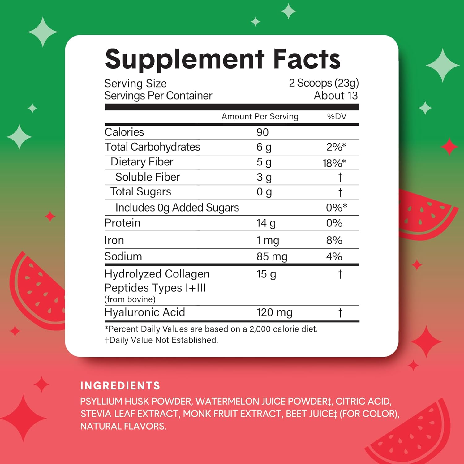 Bellway Super Fiber Powder + Collagen (4 Pack) - Sugar-Free Psyllium Husk Powder with Collagen Peptides and Hyaluronic Acid - Watermelon Flavor for Gut Health, Skin, Nails, Bones, and Joints - 42.4 oz