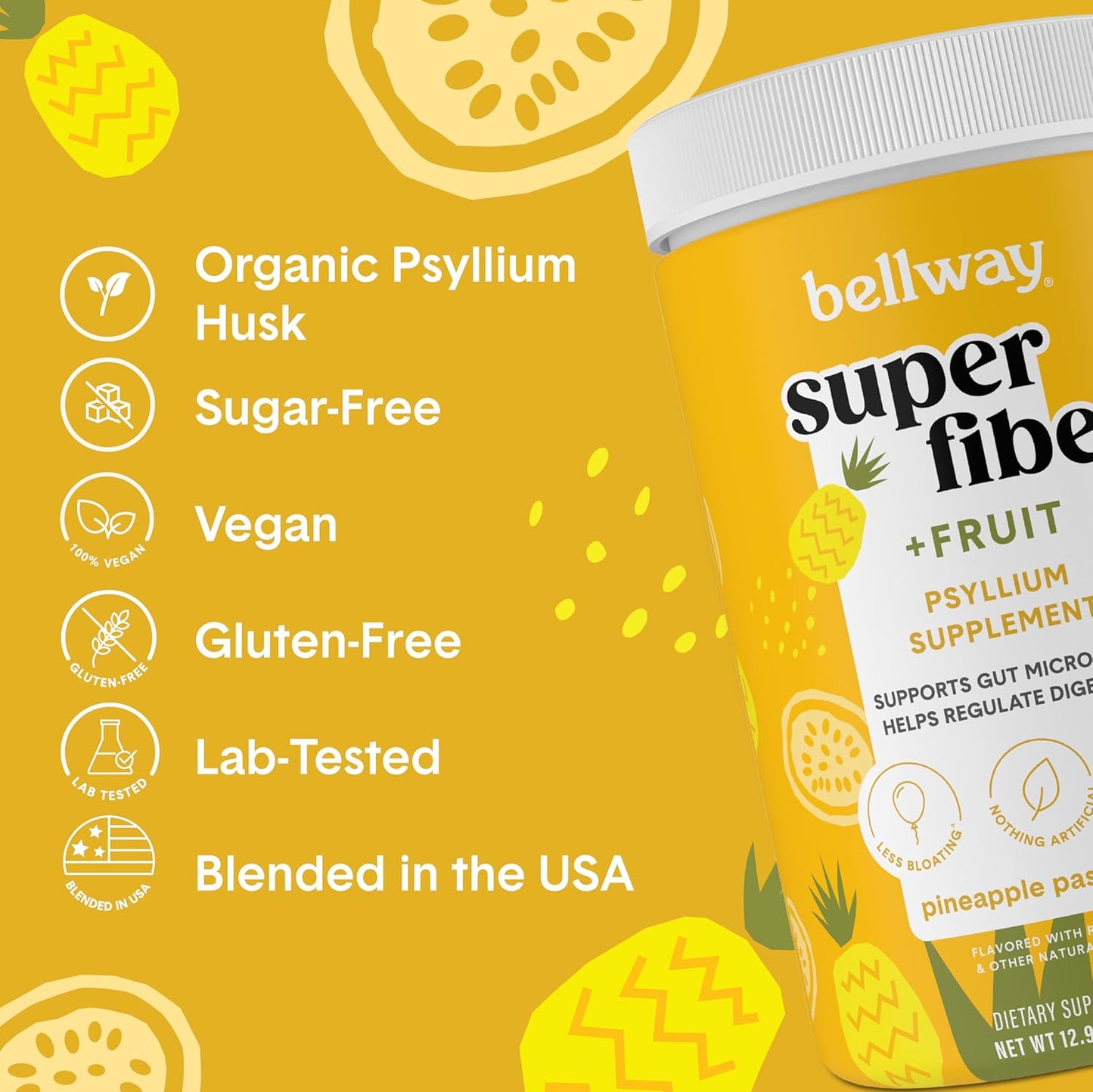 Bellway Super Fiber Powder with Pineapple Passion Fruit Shaker Bottle - Bundle for Convenient On-the-Go Use