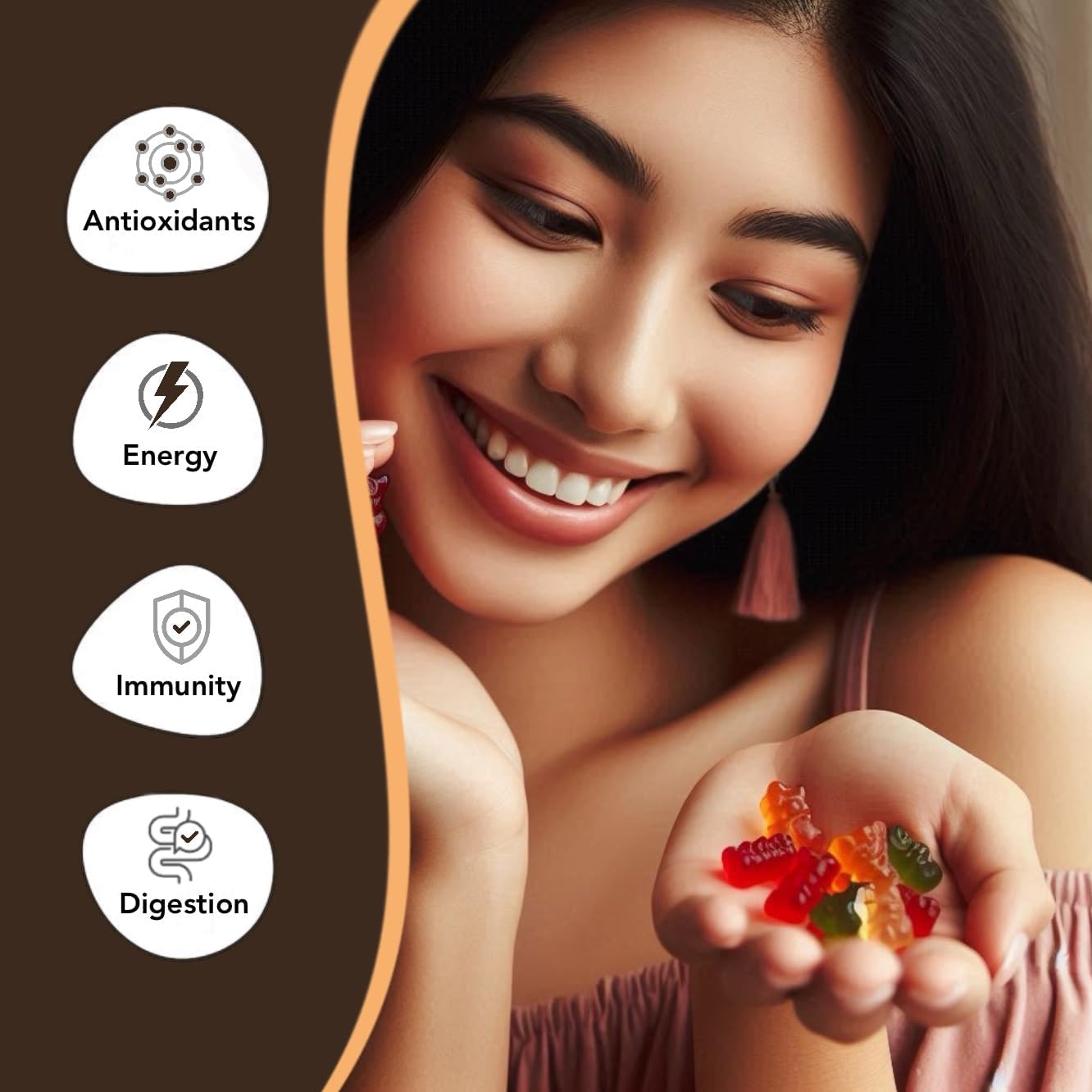 Belmonia Chaga Mushroom Gummies - Immune Support Dietary Supplement - 60 Count - USA Made - Vegan-Friendly & Delicious Antioxidant Gummies
