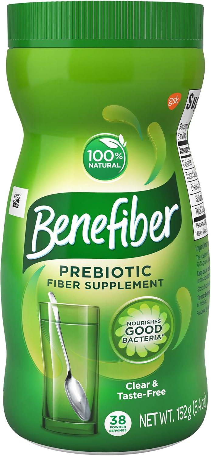 Benefiber Daily Prebiotic Fiber Supplement Powder - 100% Natural, Taste-Free, 38 Servings - 5.4 oz
