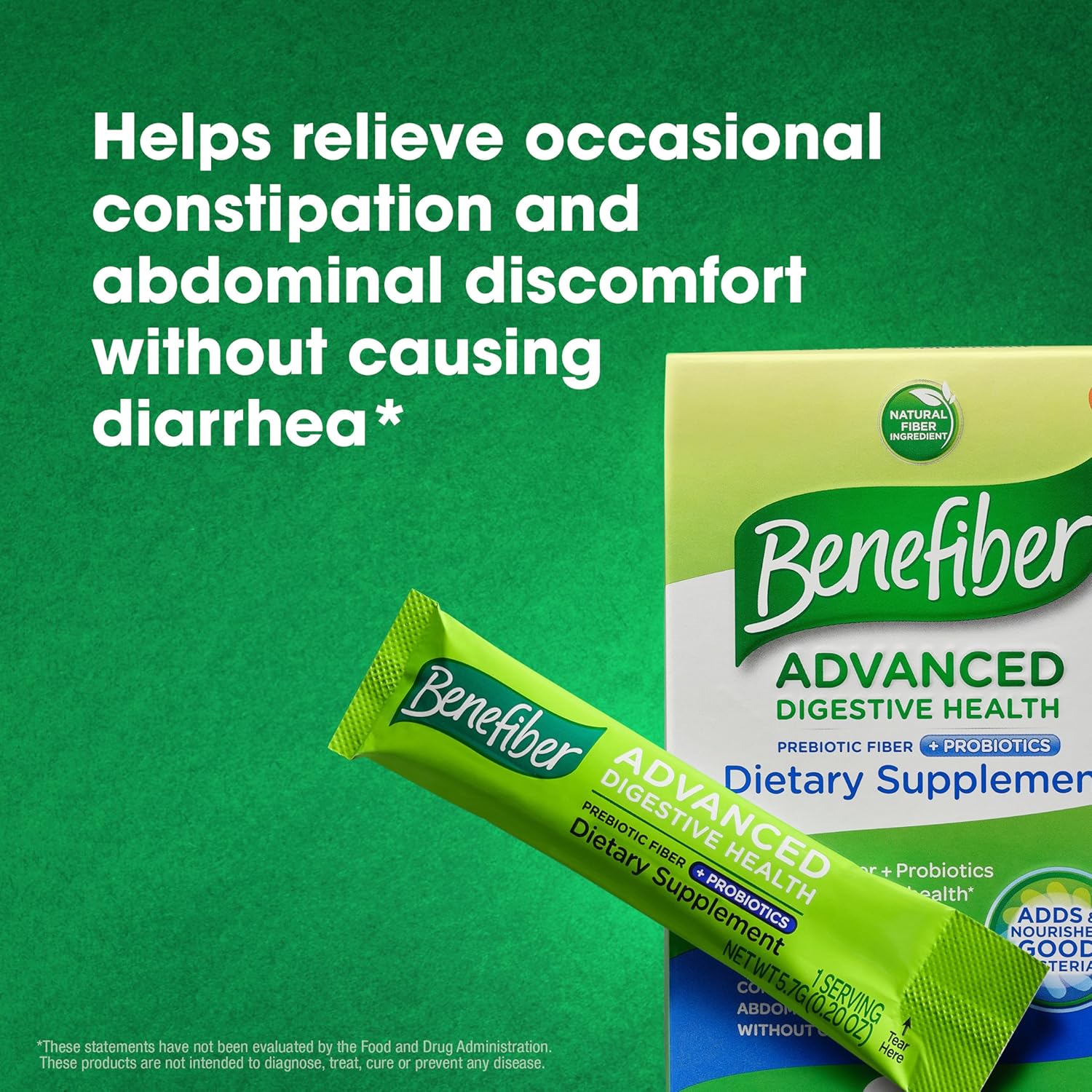 Benefiber Prebiotic Fiber Powder with Probiotics for Digestive Health - 15 Sticks, 3.0 oz - Low FODMAP Formula