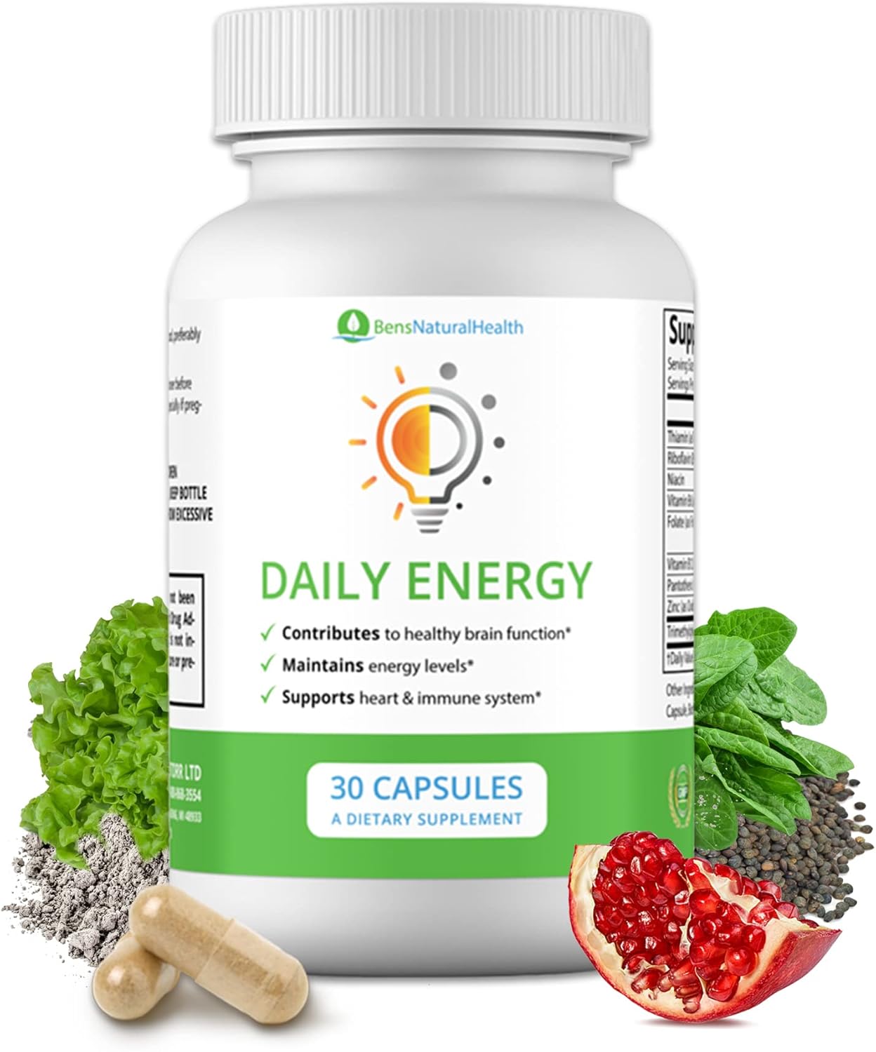 Ben's Natural Health B Complex Energy Supplements with TMG - Memory and Mood Support Vitamins for Women - Herbal Multivitamin for Energy - 3 Month Supply