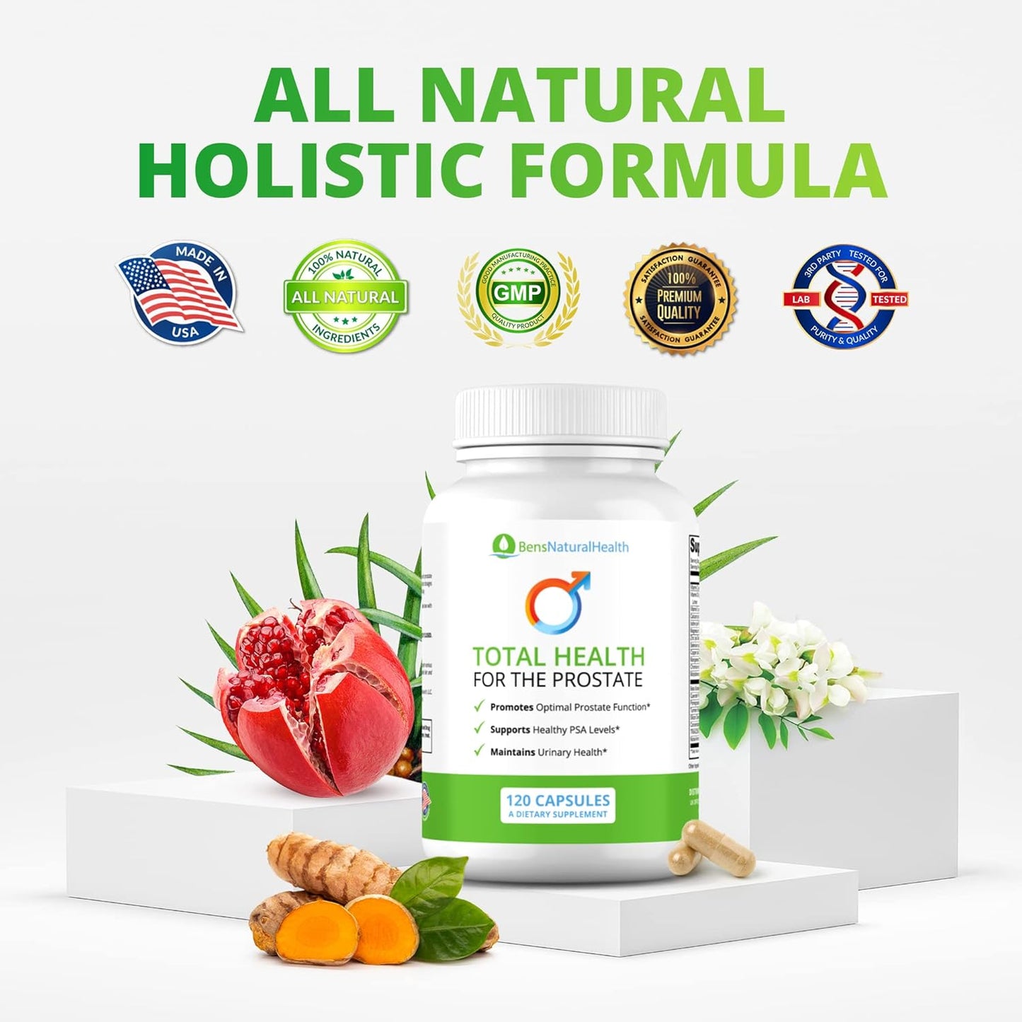 Ben's Total Health Prostate Supplements for Men - 360 Capsules with Beta Sitosterol for Prostate Relief and Health