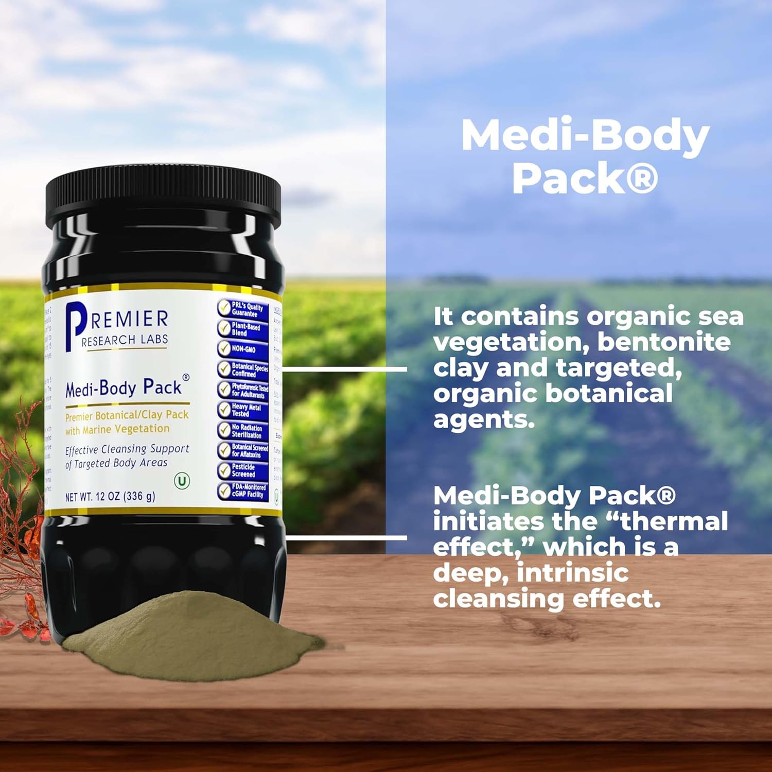 Bentonite Clay Powder Body Pack with Botanicals for Hair & Skin - 12 oz