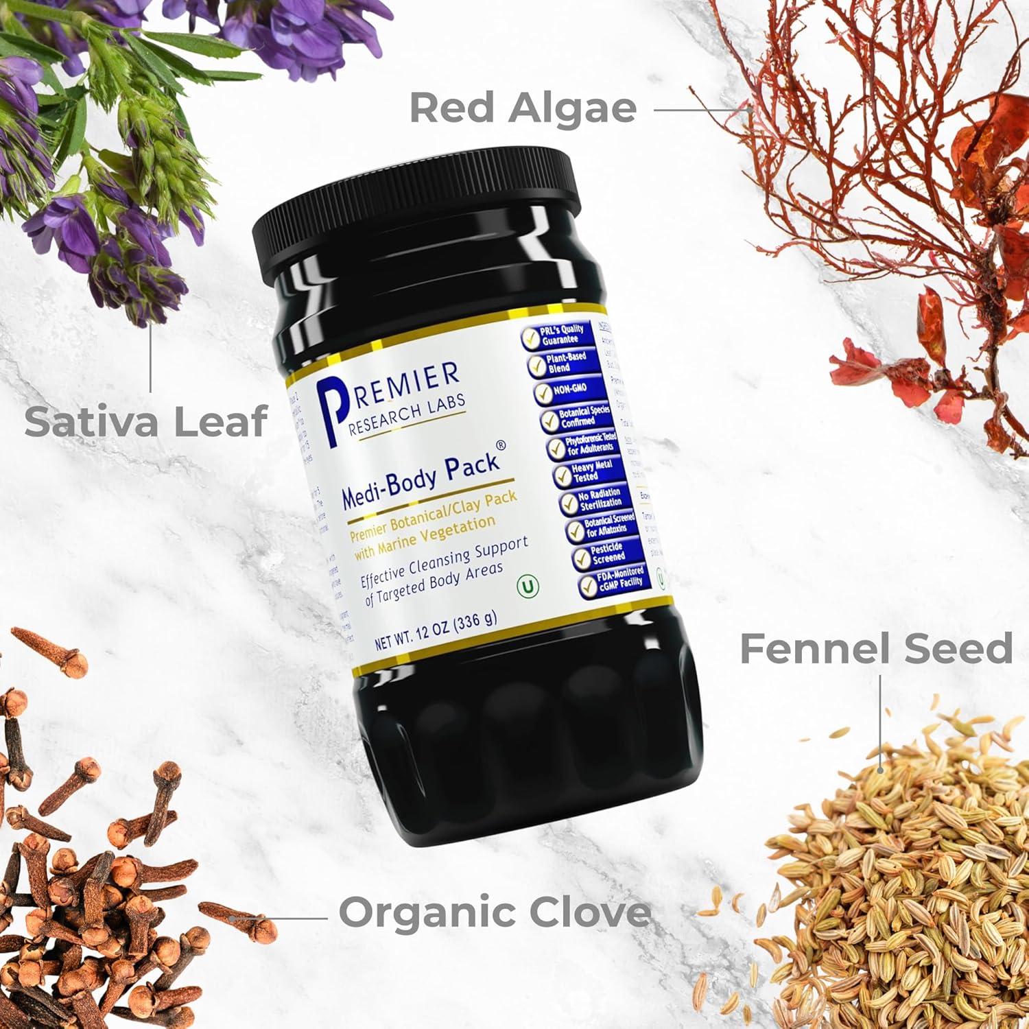 Bentonite Clay Powder Body Pack with Botanicals for Hair & Skin - 12 oz