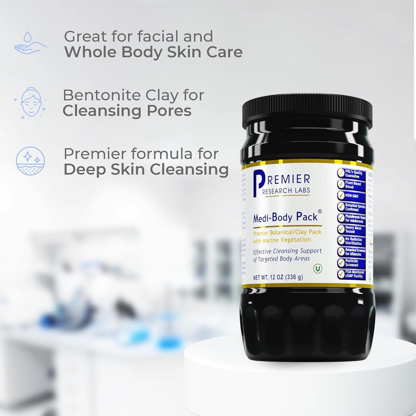 Bentonite Clay Powder Body Pack with Botanicals for Hair & Skin - 12 oz