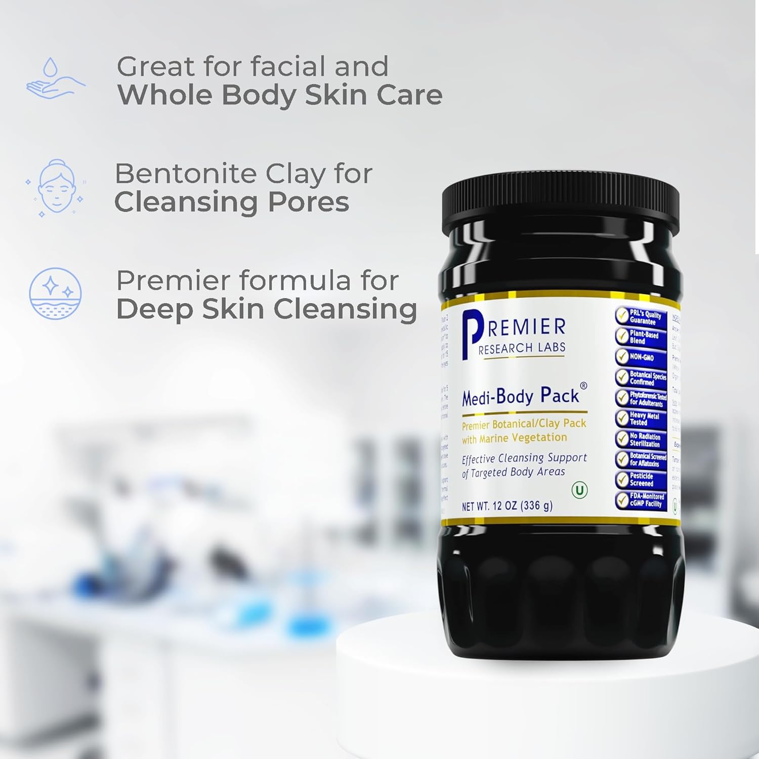 Bentonite Clay Powder Body Pack with Botanicals for Hair & Skin - 12 oz