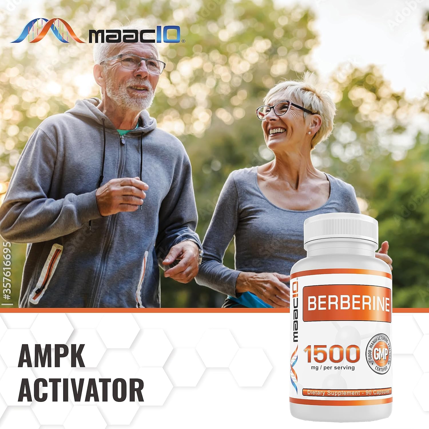 Berberine 1500mg AMPK Activator for Healthy Aging, Heart Health, and Immune Support - Non-GMO, Gluten Free, Vegan - 90 Capsules