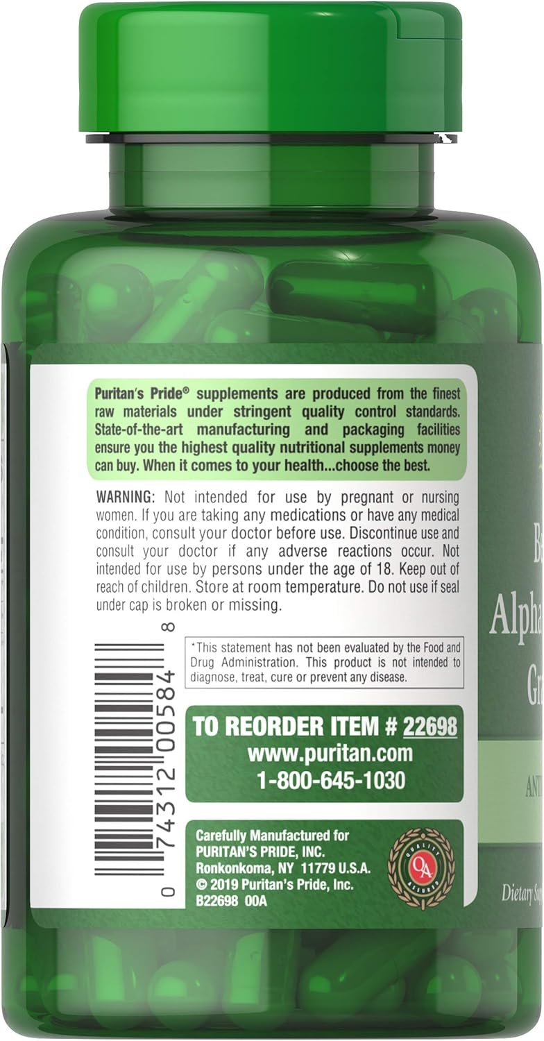 Berberine, Alpha Lipoic Acid & Grape Seed Antioxidant Support Capsules - 90 Count