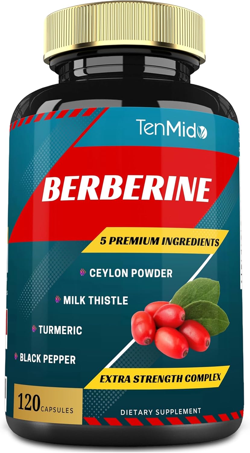 Berberine Extract Capsules with Ceylon, Milk Thistle, Turmeric, Black Pepper - 4 Months Supply - Immune Function & Weight Management Support