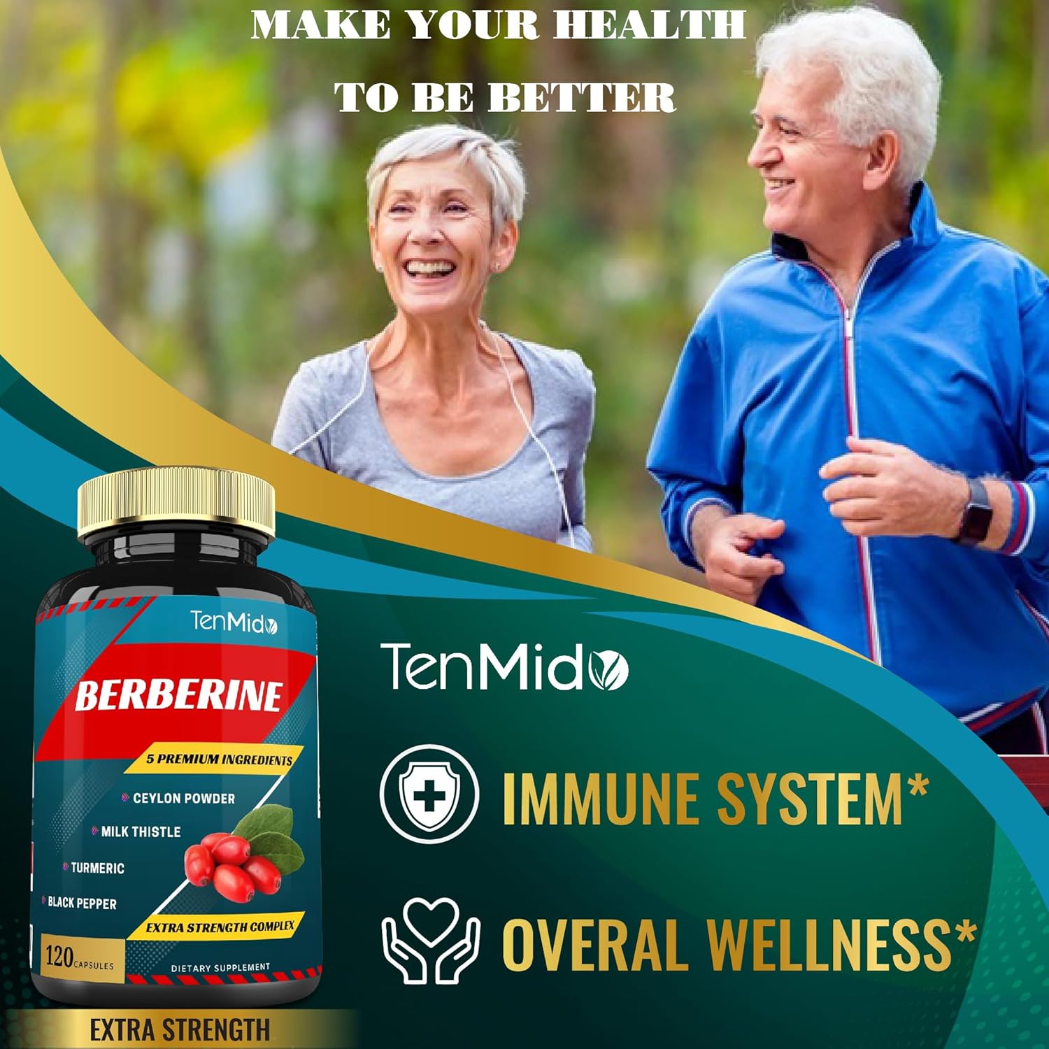 Berberine Extract Capsules with Ceylon, Milk Thistle, Turmeric, Black Pepper - 4 Months Supply - Immune Function & Weight Management Support