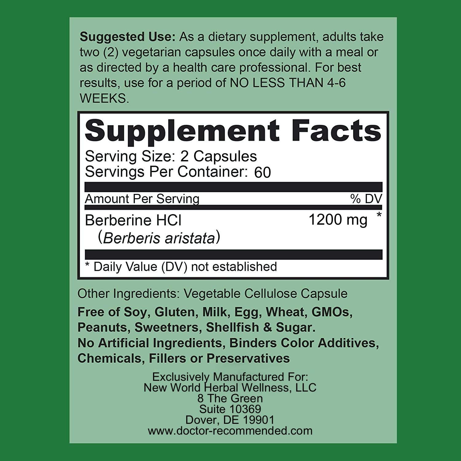 Berberine Plus 1200mg Doctor Recommended Supplement - 120 Capsules, Royal Jelly for Immune Support, Heart & Gut Health - Pack of 2