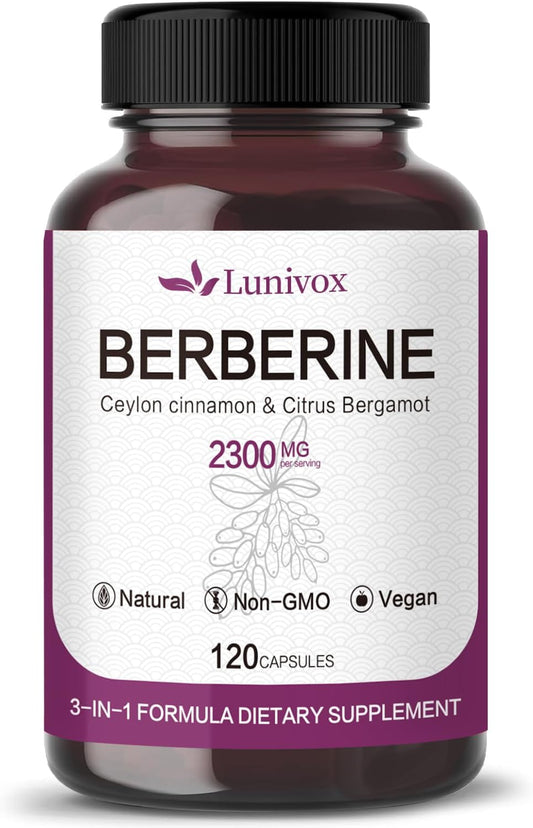 Berberine Supplement with Ceylon Cinnamon for Circulation, Heart Health, Immune Support - 1600mg - 120 Capsules