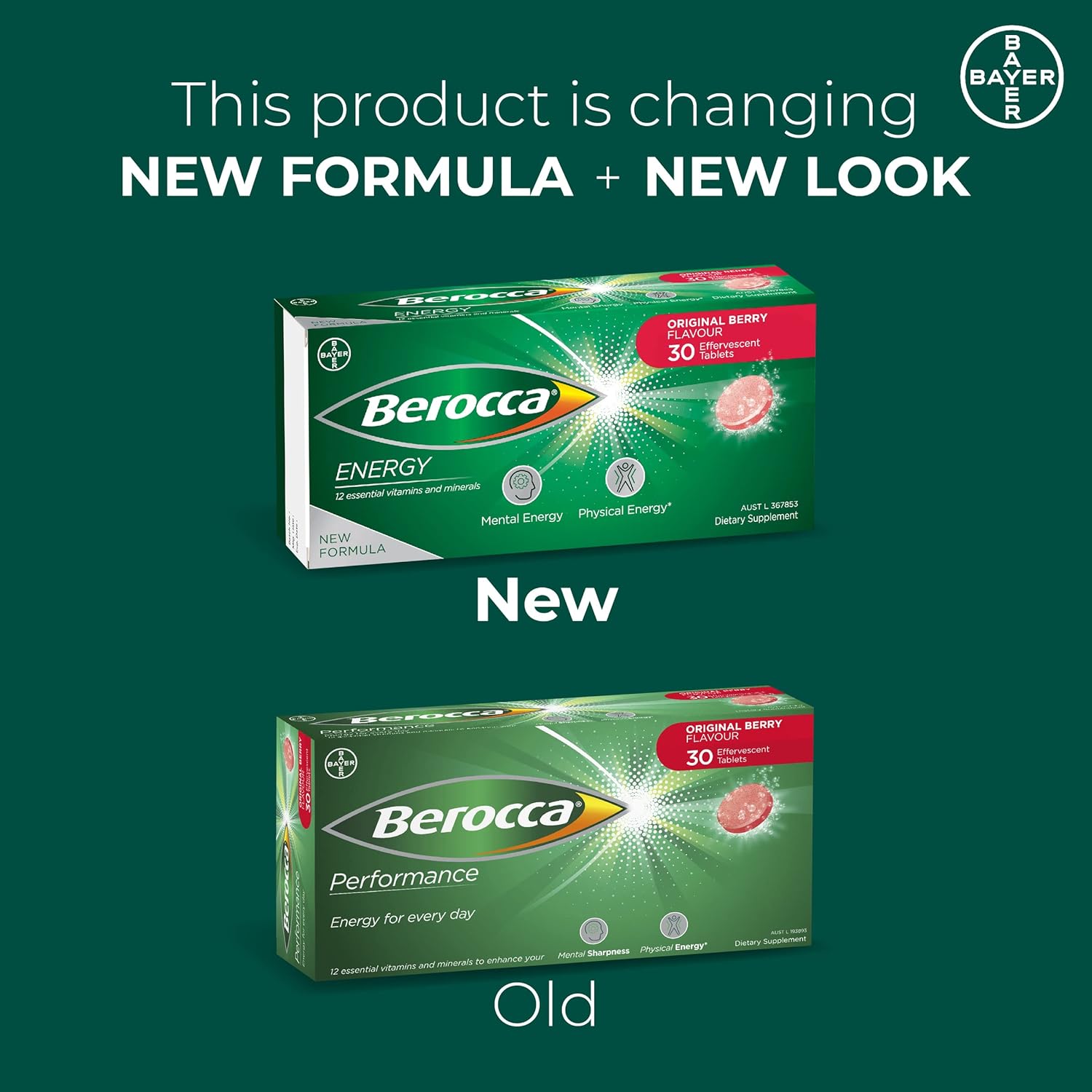 Berocca Performance 30 Effervescent Tablets - Original Berry Flavor, International Formula, No Caffeine