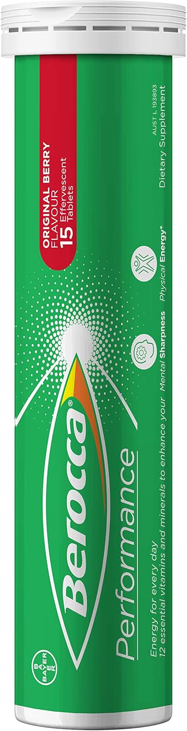 Berocca Performance 30 Effervescent Tablets - Original Berry Flavor, International Formula, No Caffeine