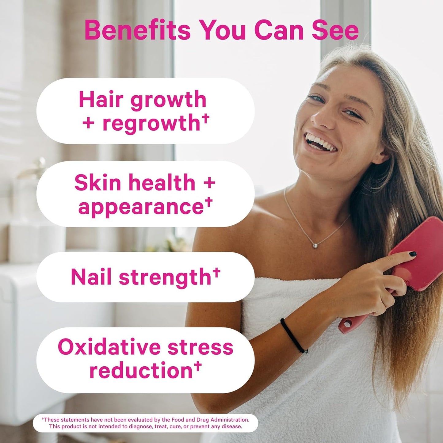 Berry Biotin Gummies for Beautiful Hair, Radiant Skin, and Strong Nails - Hair, Skin, and Nails Vitamins with 11 Nutrients including Biotin, Vitamin A, B6, B12, Folate - 60 Pink Stork Total Glow Gummies