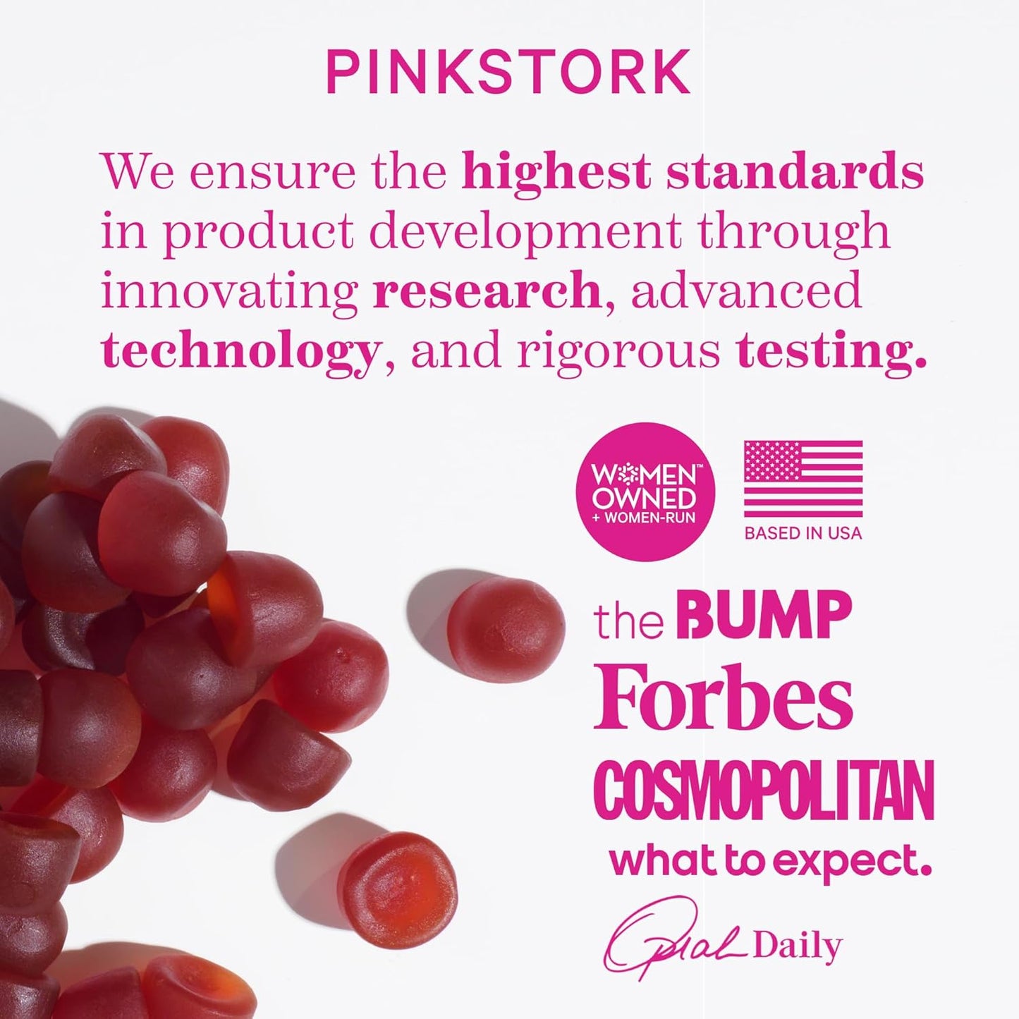 Berry Biotin Gummies for Beautiful Hair, Radiant Skin, and Strong Nails - Hair, Skin, and Nails Vitamins with 11 Nutrients including Biotin, Vitamin A, B6, B12, Folate - 60 Pink Stork Total Glow Gummies