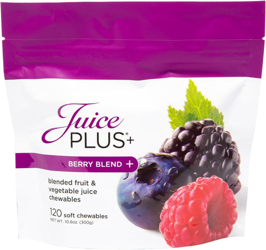 Berry Blend Soft Chews - Vegan Gummies with 12 Superfood Ingredients - Elderberry, Raspberry, Bilberry, Blueberry - 120 Chewables