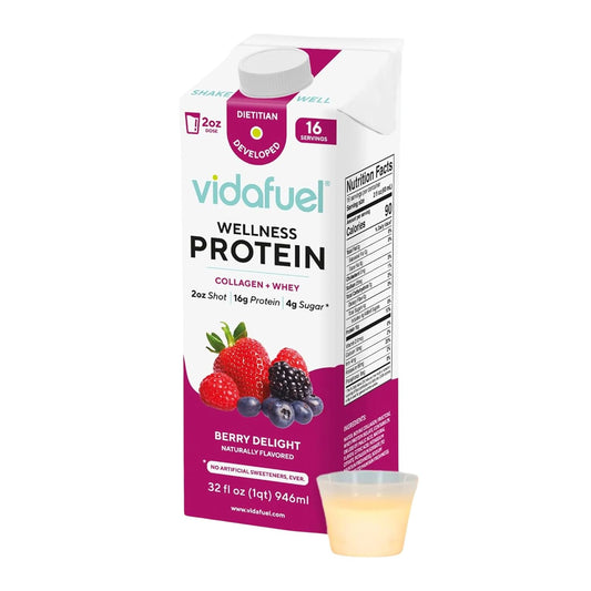 Berry Collagen and Whey Protein Drink, 32 fl oz Carton, 16g Protein Per 2oz Shot, No Artificial Sweeteners