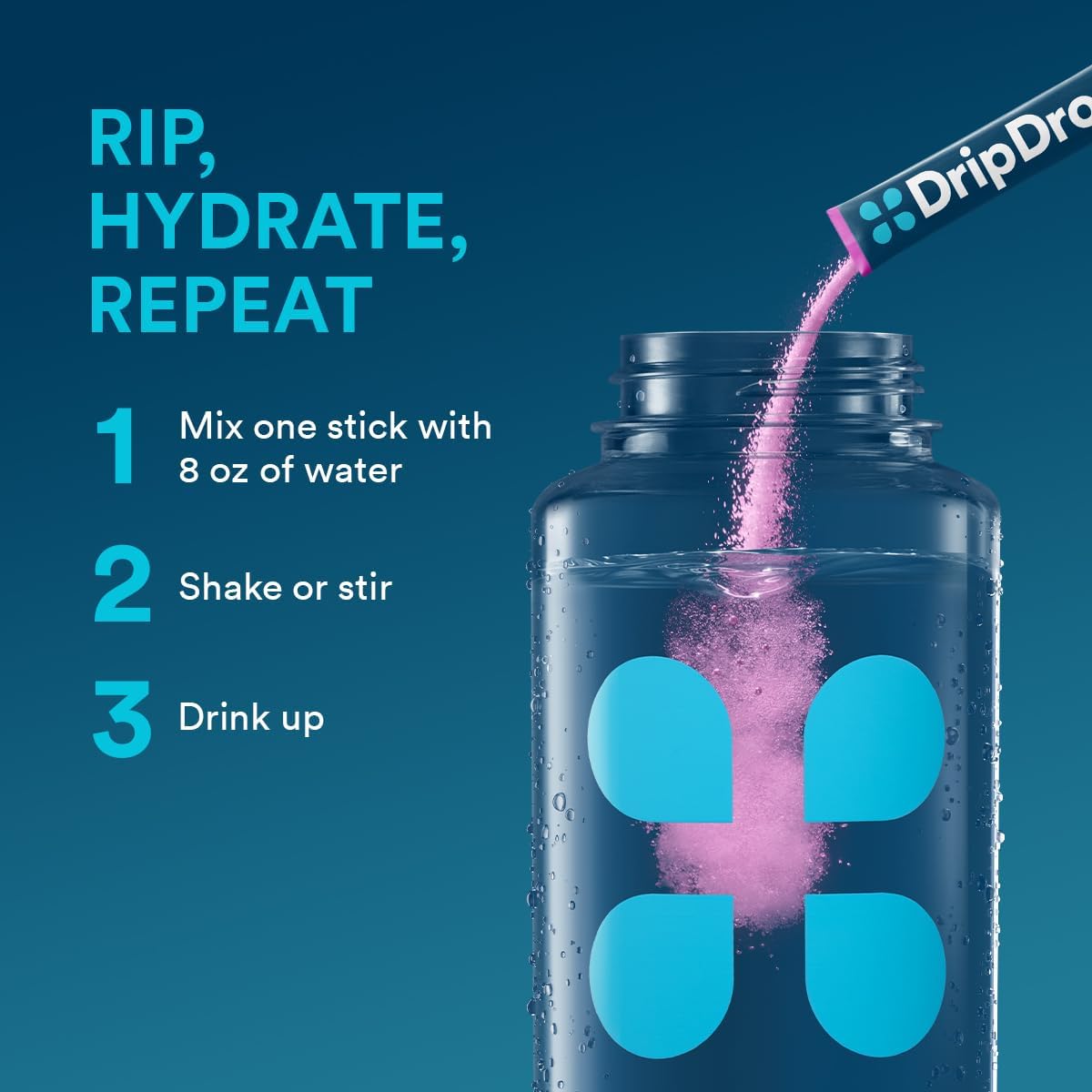 Berry DripDrop Hydration Electrolyte Drink Mix Powder Packets - 32 Single Serve Sticks, Non-GMO, Gluten Free, Vegan