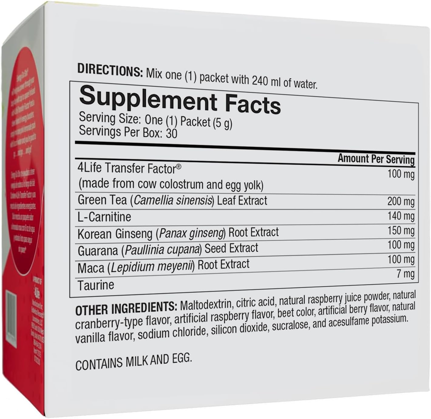 Berry Flavored 4Life Energy Go Stix - Healthy Energy Drink Mix with Guarana, Maca, Yerba Mate, and Green Tea Leaf Extract - 30 Packets