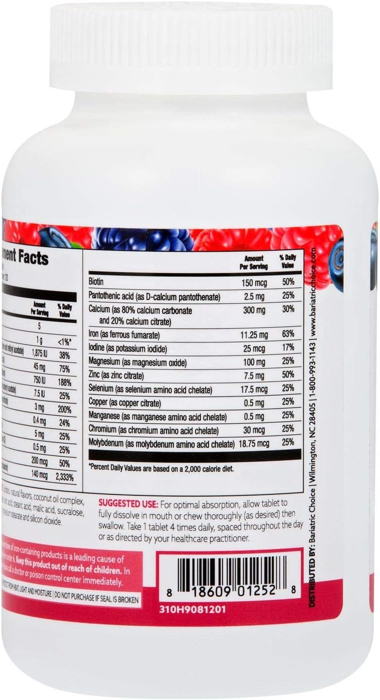 Berry Flavored Bariatric Chewable Multivitamin with Iron & Calcium - 120 Count