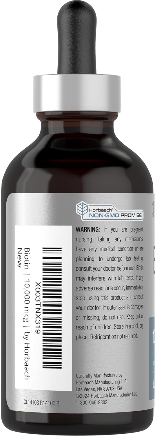 Berry Flavored Biotin Liquid Drops | 10000mcg | 4 fl oz | Vegetarian, Non-GMO & Gluten-Free
